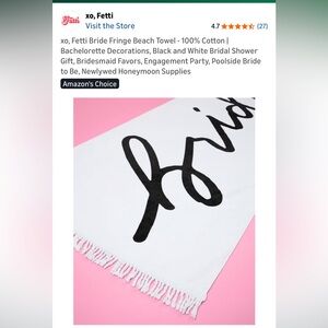 White Bride Beach Towel with Black Script